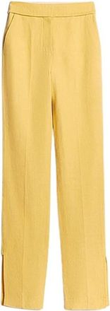 Jacquemus Linnen broek met hoge taille en zijsplit - Dames - Wijde Broeken - Geel - S - Linnen - Broeken