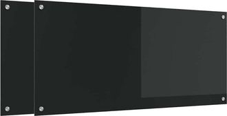 vidaXL Salpicadero De Cocina 2 Pcs Negro 110 X 50 Cm Vidrio Templado Vidaxl