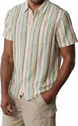 The Normal Brand Freshwater Short Sleeve Polo In Sherbert Stripe