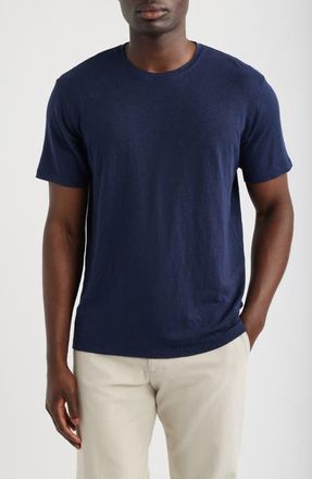 AG - Adriano Goldschmied Bryce Crewneck Stretch Linen T-Shirt in Deep Navy at Nordstrom, Size Xx-Large