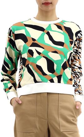 Roberto Cavalli Ladies Black/Terracott/Green Cotton Crewneck Sweatshirt, Size X-Large