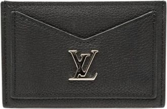 Louis Vuitton Pre-owned Wallets, female, Black, Size: ONE SIZE Pre-owned Portecarte Lockme Leather Card Case