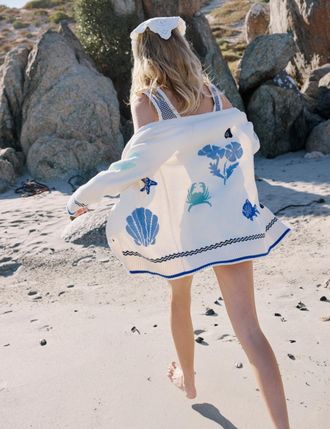 Nobody's Child Cream Seascape Knitted Cardigan