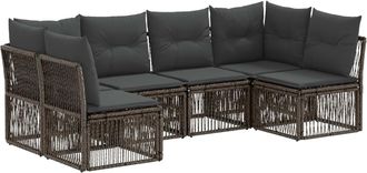 vidaXL Conjunto De Sof&aacute;s De Jard&iacute;n 6 Uds. Gris Rat&aacute;n Sint&eacute;tico Vidaxl