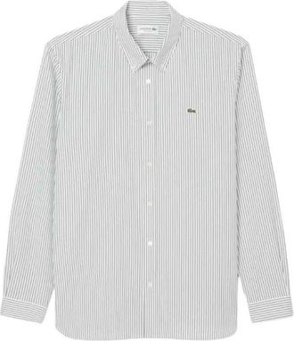 Lacoste Pinpoint Gestreept Overhemd - Heren - Casual Overhemden - Groen - 6XL - Katoen - Overhemden