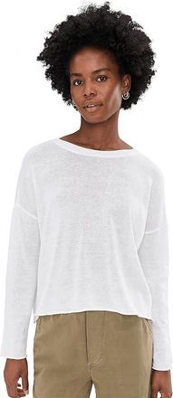 Eileen Fisher Organic Linen Cotton Crew Neck Sweater Womens Sweater White 1 : XL, Cotton/Linen