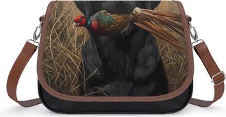 Generic Black Labrador Retriever Chicken Hunting Small Womens Crossbody Bags Shoulder Handbag with Adjustable Strap for Travel