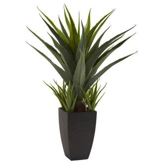 Nearly Natural 30-in Agave w/Black Planter in Green at Nordstrom
