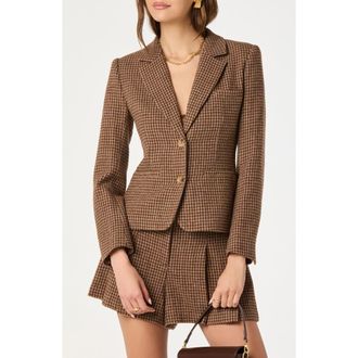 ASTR the Label Houndstooth Fitted Blazer in Brown Plaid at Nordstrom, Size X-Small
