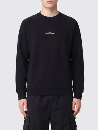 Stone Island Felpa girocollo slim fit in cotone con logo Compass stampato