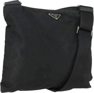 Prada Pre-owned Cross Body Bags, female, Black, Size: ONE SIZE Pre-owned Nylon Cross Body Bag