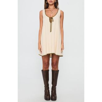 Princess Polly All My Loving Contrast Babydoll Minidress in Cream at Nordstrom, Size 4