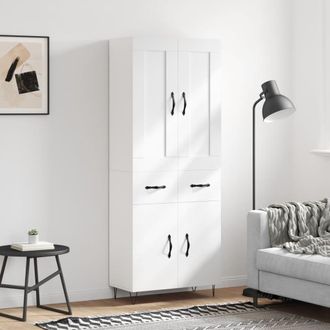 vidaXL Vidaxl - Aparador Alto Madera Contrachapada Blanco 69,5x34x180 Cm