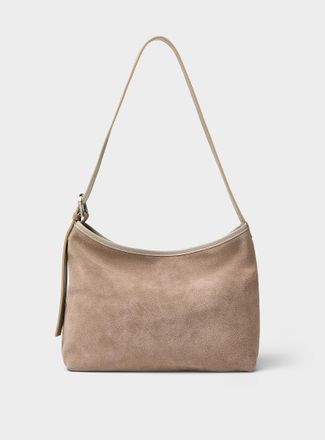 Simons Womens Belt-handle suede crossbody bag Exclusive collection from Italy
