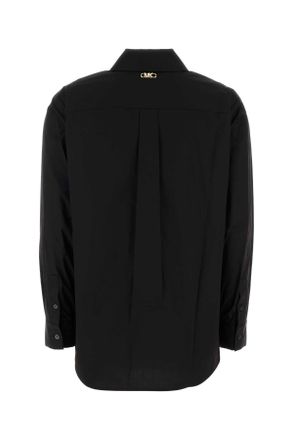 Michael Kors Womens Black Stretch Poplin Shirt Organic Cotton Camicie