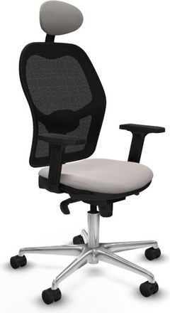 Piqueras y Crespo Piqueras Y Crespo - Jorquera Sincro Malla Negra Similpiel Blanco Brazos 2d Base Aluminio Cabecero Fijo Ruedas 65mm Nailon