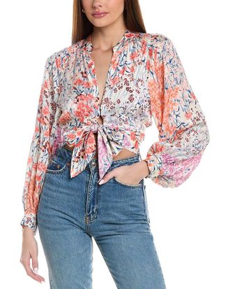 Reiss Elle Meadow Print Tie Front Top