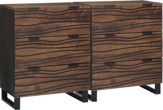 vidaXL Sideboards 2 pcs Brown 60 x 33.5 x 75 cm Solid mango wood Vidaxl