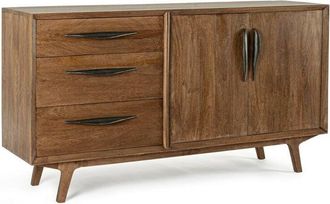 Hellin Aparador 2 Puertas - 3 Cajones Marrones En Madera De Estilo Vintage