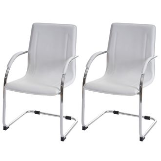 Hhg Hhg - Nunca Usado] Lote De 2 Sillas De Comedor Samara, Cantilever Silla De Cocina Silla Reclinable, Acero, Blanco