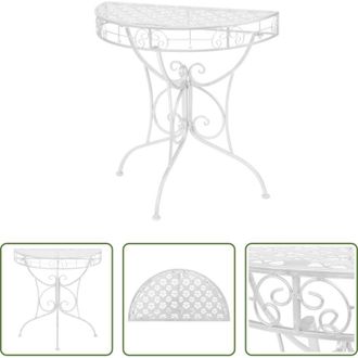 vidaXL vidaXL Tavolino in metallo - Tavolino Vintage in Metallo Semicircolare 72x36x74 cm Argento