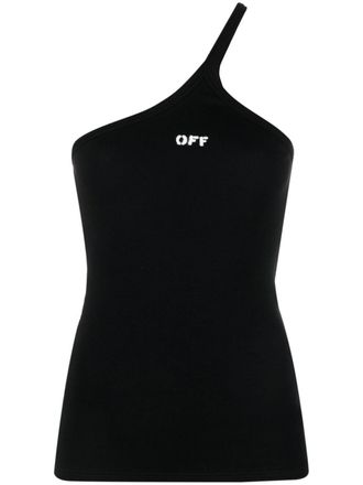 Off-white logo-print one-shoulder top - Black