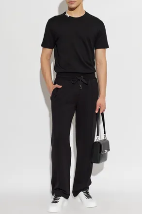 Dolce & Gabbana T-shirt With A Logo Patch At The Neckline, Mens, Black