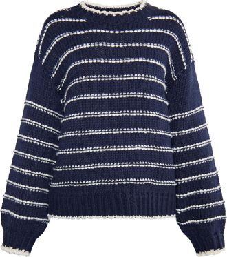 Dreimaster Dreimaster Gebreide trui Dames marine wol wit