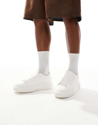 Jack & Jones faux leather sneakers in white