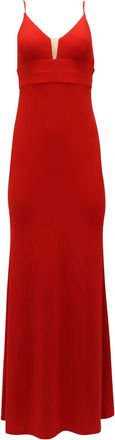 Calvin Klein V-Neck Long Gown in Red Polyester