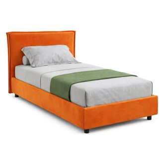 Dmora Cama Individual Brusson, Desenfundable, Con Almacenamiento, Hecho En Italia, Tama&ntilde;o Del Colch&oacute;n 80x190 Cm, Naranja