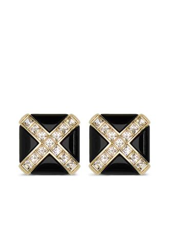 Saint Laurent crystal-embellished clip-on stud earrings - Gold