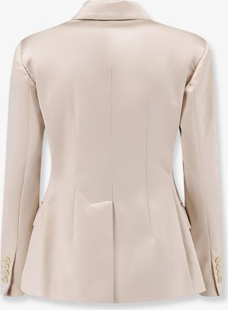 Brunello Cucinelli Womens Blazer Double-Breasted Silk Beige Blazers Jacket