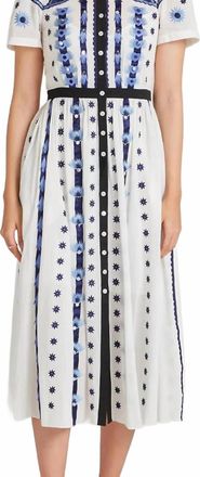 Temperley London Edith Shirt Midi Dress In White Blue