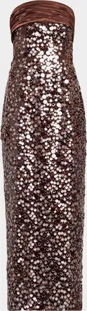 Milly Hana Strapless Sequin Column Maxi Dress