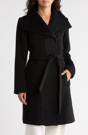 Bernardo Wool Blend Wrap Coat in Black at Nordstrom Rack, Size X-Small