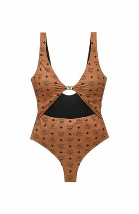 MCM Monogram Print Swimsuit in Cognac at Nordstrom, Size X-Large