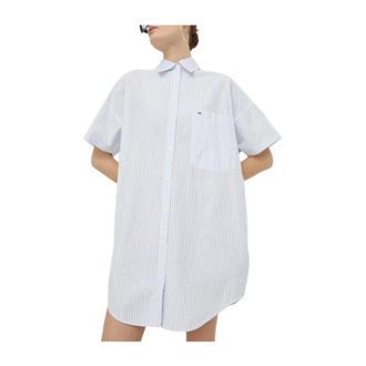 Tommy Hilfiger Gestreept overhemdjurkje - Dames - Shirt Kleedjes - Blauw - XS - Kleedjes