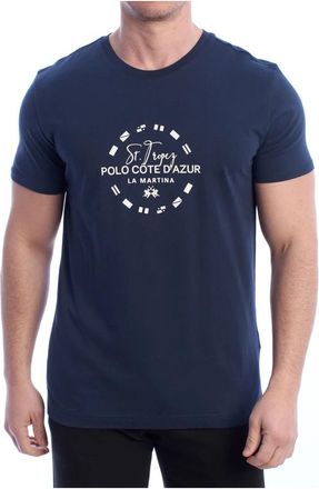 La Martina T-shirt met korte mouwen met St. Tropez Polo Design - Heren - T-shirts - Blauw - 2XL - Katoen - Tops