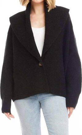 Karen Kane Shawl Collar Cardigan Sweater In Black