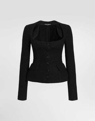 Dolce & Gabbana Tweed Jacket - Woman Blazers Black 38