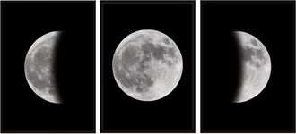 OEM P&oacute;ster Con Marco 53x73cm Tr&iacute;ptico Conjunto De 3 Cuadros Luna P1098