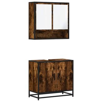 Berkfield Home 2 Piece Bathroom Furniture Set Smoked Oak Engineered Wood in Brown