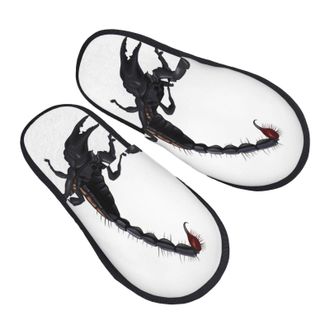 Generic Fluffy Slippers Scorpion Pattern Reusable Fleece Slippers Cozy Anti-Slide Slipper For Room Holiday Winter M
