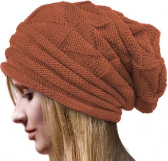 Generic Beanie Hat Women - Winter Warm Knitted Beanies Ladies Thermal Wooly Hats Soft Stretch Slouchy Beanie Skull Cap Cable Knit Hat for Women Girls Outdoor 