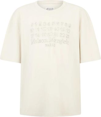 Maison Margiela Katoenen T-shirt met korte mouwen - Heren - T-shirts - Beige - L - Katoen - Tops