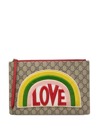 Gucci Clutch Rainbow Love in tessuto GG Supreme 2016-2025 - Marrone