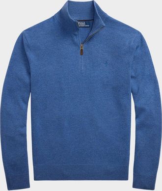 Polo Ralph Lauren Mens Merino Wool Knit Quarter-Zip Sweater