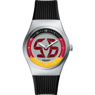 Fossil World Flags Big Tic Anadigi Silicone Strap Watch, 40mm in Black at Nordstrom