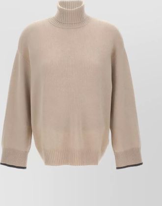 Brunello Cucinelli fine-knit cashmere striped turtleneck sweater